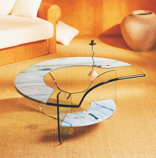 GLASSTONE LUNA, Azul do Macaubas, Untergestell: Floatglas 15 mm, Kanten poliert, Ablage aus Granit 19 mm, Kantenschliff Waterfall Tischplatte: Floatglas 19 mm mit Granit, Kante Waterfall, lose aufliegend, Azul do Macaubas (blau) 3.890 Euro GLASSTONE LUNA, Azul do Macaubas, Untergestell: Floatglas 15 mm, Kanten poliert, Ablage aus Granit 19 mm, Kantenschliff Waterfall Tischplatte: Floatglas 19 mm mit Granit, Kante Waterfall, lose aufliegend, Azul do Macaubas (blau) 3.890 Euro